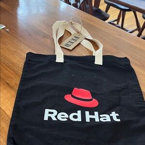 Feed  Black Canvas Tote with Red Logo